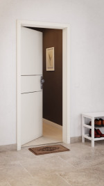 CloseUp-Milieuansicht von GARANT Wohnungseingangstür Corona 832 Weißlack 9010 CePaL