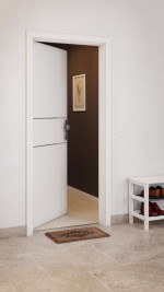 CloseUp-Milieuansicht von GARANT Wohnungseingangstür Corona 832 Weißlack 9016 CePaL