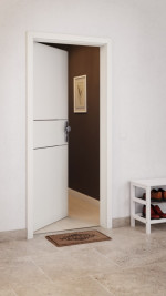 CloseUp-Milieuansicht von GARANT Wohnungseingangstür Corona 832 Weiß Struktur Premium CePaL