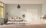 Front-Milieuansicht von GARANT Doppelflügeltür Corona 832 Pearl White CePaL mit Zarge