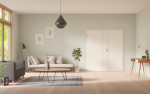 Front-Milieuansicht von GARANT Doppelflügeltür Corona 850 Pearl White CePaL mit Zarge