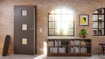 Detail-Milieuansicht von Huga Innentür Hygge grau RAL 7037 Duradecor Basic mit Lichtausschnitt LA 10