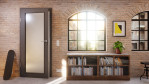 Detail-Milieuansicht von Huga Innentür Hygge grau RAL 7037 Duradecor Basic mit Lichtausschnitt LA 27