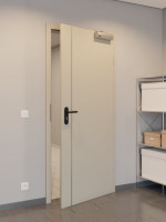 CloseUp-Milieuansicht von GARANT Rauchschutztür Aura 850 Matt Seidengrau 7044 G-TEC