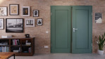Front-Milieuansicht von CLASSEN Doppelflügeltür Frame 5.5 Uni Green Dekorfolie inkl. Zarge