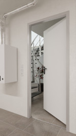 Detail-Milieuansicht von Brandschutztür T90 Weißlack HPL - Jeld-Wen