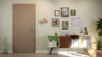 Front-Milieuansicht von Taupe RAL 7048 Basic Lack Wohnungseingangstür - Huga