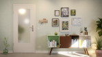Front-Milieuansicht von GARANT Wohnungseingangstür 0160-60 Silver Grey CePaL mit Lichtausschnitt LA-DIN