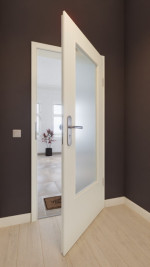 Front-Milieuansicht von GARANT Wohnungseingangstür 9417-60 Snow White CePaL mit Lichtausschnitt LA-DIN