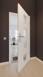 Front-Milieuansicht von GARANT Wohnungseingangstür U11209SD Edelweiß GHK08 mit Lichtausschnitt LA-10