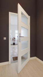 Front-Milieuansicht von GARANT Wohnungseingangstür Authentic Bianco CePaL mit Lichtausschnitt LA-11