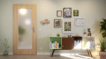 Front-Milieuansicht von GARANT Wohnungseingangstür Authentic Eiche GCK08 mit Lichtausschnitt LA-2