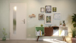Front-Milieuansicht von GARANT Wohnungseingangstür 0160-60 Silver Grey CePaL mit Lichtausschnitt LA-4 bandseitig