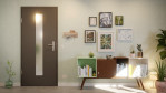 Front-Milieuansicht von GARANT Wohnungseingangstür 10622-60 Ebony CePaL mit Lichtausschnitt LA-4 mittig