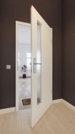 Front-Milieuansicht von GARANT Wohnungseingangstür 9417-60 Snow White CePaL mit Lichtausschnitt LA-4 schlossseitig