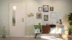 Front-Milieuansicht von GARANT Wohnungseingangstür 0160-60 Silver Grey CePaL mit Lichtausschnitt LA-5 bandseitig