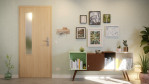 Front-Milieuansicht von GARANT Wohnungseingangstür Authentic Achat GCK08 mit Lichtausschnitt LA-5 bandseitig