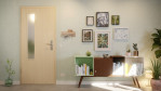 Front-Milieuansicht von GARANT Wohnungseingangstür Authentic Sand GCK08 mit Lichtausschnitt LA-5 bandseitig