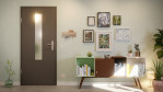 Front-Milieuansicht von GARANT Wohnungseingangstür 10622-60 Ebony CePaL mit Lichtausschnitt LA-5 mittig