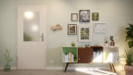 Front-Milieuansicht von GARANT Wohnungseingangstür 0160-60 Silver Grey CePaL mit Lichtausschnitt LA-6