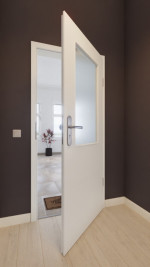 Front-Milieuansicht von GARANT Wohnungseingangstür Quer Authentic Bianco CePaL mit Lichtausschnitt LA-6