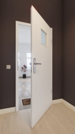 Front-Milieuansicht von GARANT Wohnungseingangstür U11209SD Edelweiß GHK08 mit Lichtausschnitt LA-7