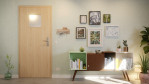 Front-Milieuansicht von GARANT Wohnungseingangstür Authentic Achat CePaL mit Lichtausschnitt LA-8