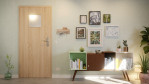 Front-Milieuansicht von GARANT Wohnungseingangstür Authentic Eiche GCK08 mit Lichtausschnitt LA-8