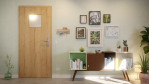 Front-Milieuansicht von GARANT Wohnungseingangstür Authentic Risseiche GCK08 mit Lichtausschnitt LA-8