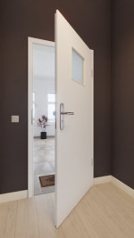 Front-Milieuansicht von GARANT Wohnungseingangstür U11209SD Edelweiß GHK08 mit Lichtausschnitt LA-8