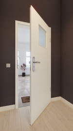 Front-Milieuansicht von GARANT Wohnungseingangstür 9417-60 Snow White CePaL mit Lichtausschnitt LA-9