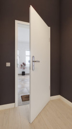 Front-Milieuansicht von GARANT Wohnungseingangstür-Set Weißlack RAL 9016 mit Zarge und Beschlag
