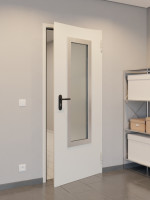 CloseUp-Milieuansicht von Komplettset Stahl Mehrzwecktür DW 42-1 mit Rechteckverglasung Ausschnitt 3 inkl. Blockzarge - Teckentrup