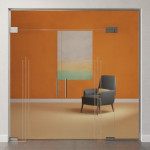 Bild von Vertigo Motiv matt 2-flg. Glaspendeltür mit einem Seitenteil und Oberlicht DORMA Mundus BTS Variante 11 - Erkelenz