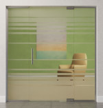 Bild von Selina Motiv klar Glaspendeltür mit zwei festen Seitenteilen DORMA Mundus BTS Variante 3 - Erkelenz