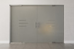 Frontbild von Bahia Motiv klar 2-flg. Glaspendeltür mit zwei festen Seitenteilen DORMA Mundus BTS Variante 6 - Erkelenz