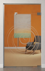 Bild von Lira Motiv matt Glaspendeltür mit festem Seitenteil und Oberlicht DORMA Mundus BTS Variante 8 - Erkelenz