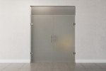 Frontansicht von Vollflächig matt 2-flg. Glaspendeltür mit Oberlicht DORMA Tensor Variante 2 - Erkelenz
