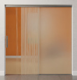 Bild von Linie 1 Motiv matt Glasschiebetür mit festem Seitenteil Sigma Flexible Variante 1 - Erkelenz