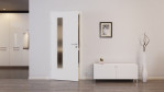 Front-Milieuansicht von Weiß RAL 9016 LA 24 bandseitig Basic Durat Innentür - Huga