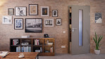 Front-Milieuansicht von Hygge Grau RAL 7037 LA 24 mittig Mattlack Basic Innentür - Huga