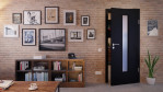 Front-Milieuansicht von Schwarz RAL 9005 LA 24 mittig Mattlack Basic Innentür - Huga