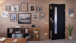 Front-Milieuansicht von Schwarz RAL 9005 LA 24 schlossseitig Mattlack Basic Innentür - Huga