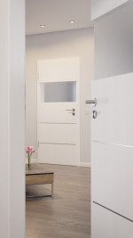 CloseUp-Milieuansicht von Smart 2 quer Steel 80 Basic Durat Pino Weiß Innentür - Huga