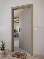 CloseUp-Milieuansicht von Taupe RAL 7048 Basic Lack Wohnungseingangstür - Huga