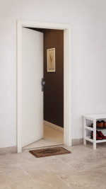 CloseUp-Milieuansicht von Reinweiß RAL 9010 Basic Lack Wohnungseingangstür - Huga