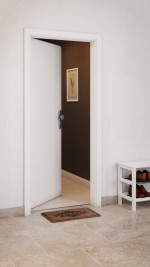 CloseUp-Milieuansicht von Weiß RAL 9016 Basic Durat Wohnungseingangstür - Huga
