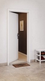 CloseUp-Milieuansicht von GARANT Wohnungseingangstür D354-60 Designer White Resopal