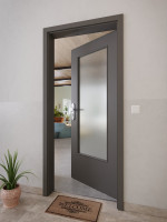 CloseUp-Milieuansicht von GARANT Wohnungseingangstür 10622-60 Ebony CePaL mit Lichtausschnitt LA-DIN
