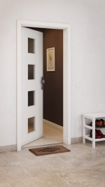 CloseUp-Milieuansicht von GARANT Wohnungseingangstür Authentic Bianco CePaL mit Lichtausschnitt LA-10